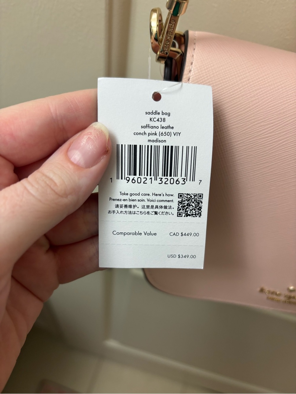 kate spade New York Pink Crossbody Saddle Bag new unused - Picture 3 of 4